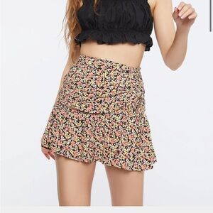 Forever 21 Floral Skirt - Black and Pink